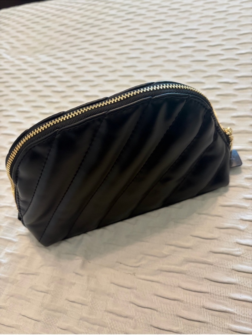 Yves Saint Laurent Black Quilted Cosmetic Pouch with Gold Hardware